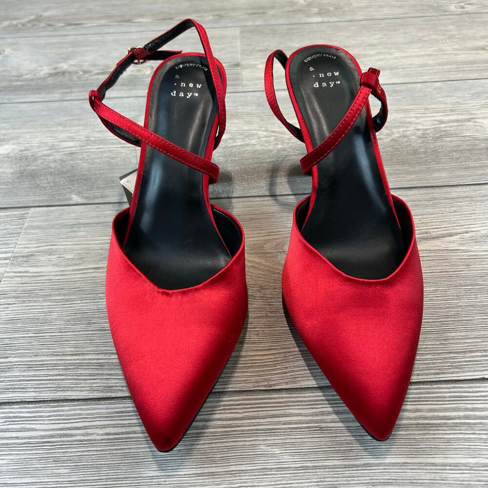 A New Day Womens Rosemary Heels Red 10 NWT - Picture 2 of 5